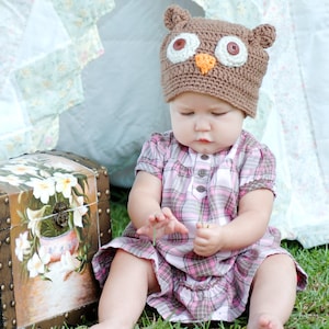 Crochet Pattern for Making a Little Owl Hat for Infant and Toddlers and Babies Photo Prop PDF