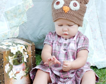 Crochet Pattern for Making a Little Owl Hat for Infant and Toddlers and Babies Photo Prop PDF