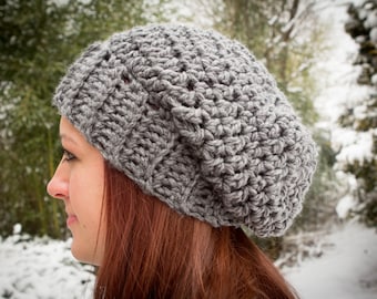 Chunky Crochet Pattern for a Slouch Hat Beanie Women Men Winter Trending Urban Instant Download PDF