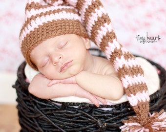 Crochet Pattern for Making a Crochet Striped Elf Hat for Infant and Toddlers Photo Prop PDF Instant Download