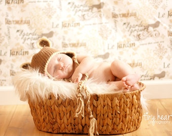 Instant Download Crochet Pattern for a Little Bear Earflap Hat Infant and Toddlers Photo Prop - Animal Photo Prop Woodland