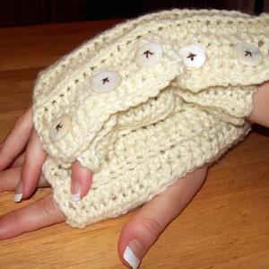 Crochet Patter Fingerless Buttoned GLoves Mittens PDF Pattern Instant Download