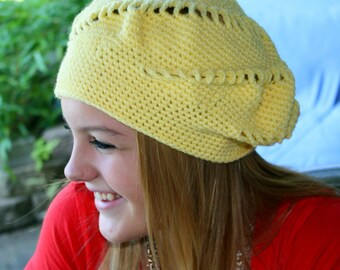 Crochet Pattern for Making a Beret in Sunny Spiral Design PDF Pattern