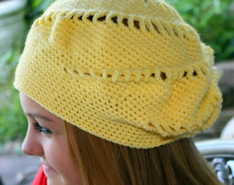 Crochet Pattern for a Beret in Sunny Spiral Design - INSTANT DOWNLOAD Spring Summer Lightweight