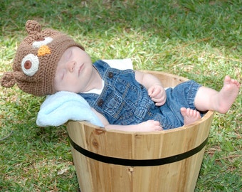 INSTANT DOWNLOAD Crochet Pattern for Making a Little Owl Hat for Infant and Toddlers and Babies Photo Prop PDF