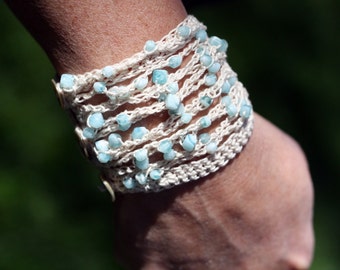 Beachy Blue Beaded Bracelet PDF Crochet Pattern Instant Download Jewelry Beach Summer