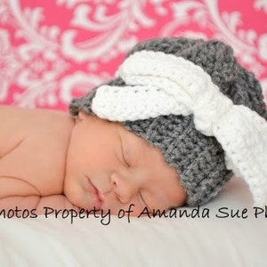 Crochet Pattern for a Crochet Baby Hat Romantic Bow Hat for Baby Infant  Photo Prop PDF INSTANT DOWNLOAD