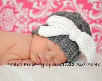 Crochet Pattern for a Crochet Baby Hat Romantic Bow Hat for Baby Infant  Photo Prop PDF INSTANT DOWNLOAD