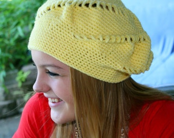 Crochet Pattern for a Beret in Sunny Spiral Design - INSTANT DOWNLOAD