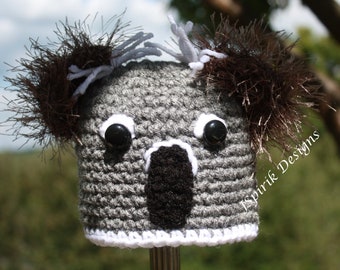 Instant Download haakpatroon voor kleine Koala Bear Hat voor Baby Peuter Photo Prop Animal Woodland