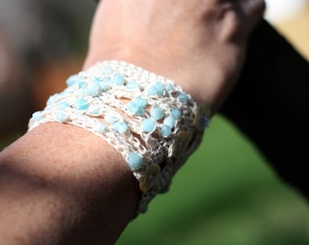Beachy Blue Beaded Bracelet Crochet Pattern PDF Instant Download Bracelet Jewelry Beach Summer Spring
