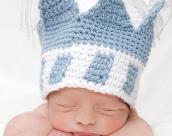 Pattern for Crochet Little Blue Prince Hat Photo Prop PDF Instant Download Royal Prince Fantasy