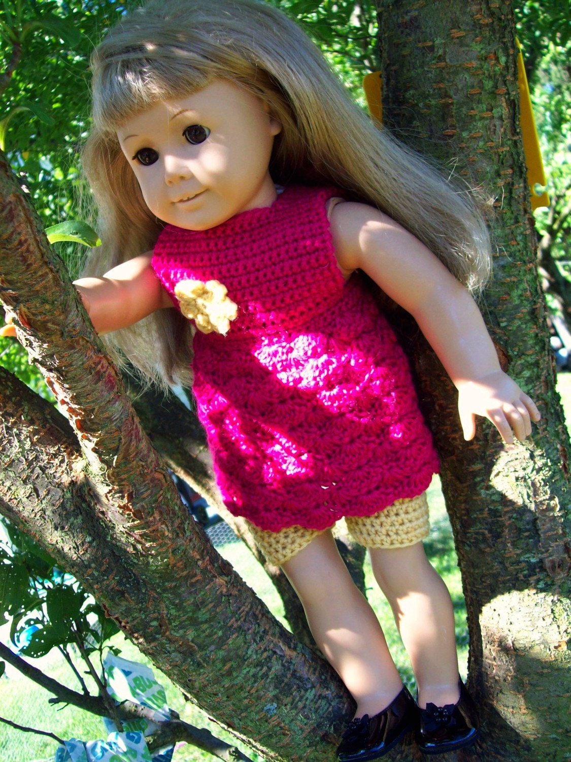 30 American Girl Crochet Patterns for Dresses, Accessories, and Giftable Doll Looks 10 Empire Dress and Tights