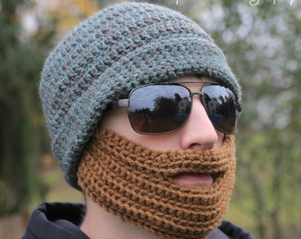 Crochet Hat with Beard Pattern Adult Teen Beard Hat Skiing Snowboarding Outdoor Winter Hunting Urban Men