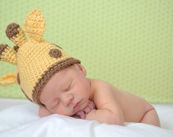 Crochet Pattern Directions for making a Little Giraffe Hat for Baby  Photo Prop PDF Jungle Animal Baby Instant Download