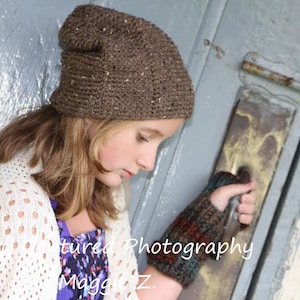 Pattern Directions for Making a Crochet Urban Tweed Beanie Slouch Hat Cap for Teen Adult in PDF Instant Download image 1