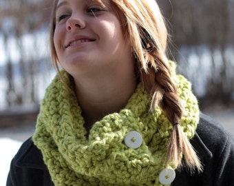 Chunky Cowl Crochet Pattern with Buttons Neck Warmer Scarflet Crochet PDF Instant Download