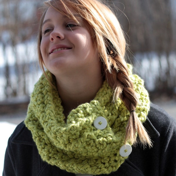 Chunky Cowl Crochet Pattern with Buttons Neck Warmer Scarflet Crochet PDF Instant Download