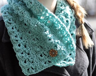 Lacy Cowl Neck Warmer Crochet PDF Pattern Instant Download Adult Teen