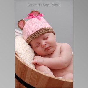 Crochet Pattern Directions for making a Crochet Little Mouse Hat for Baby, Infant and Toddler Photo Prop PDF