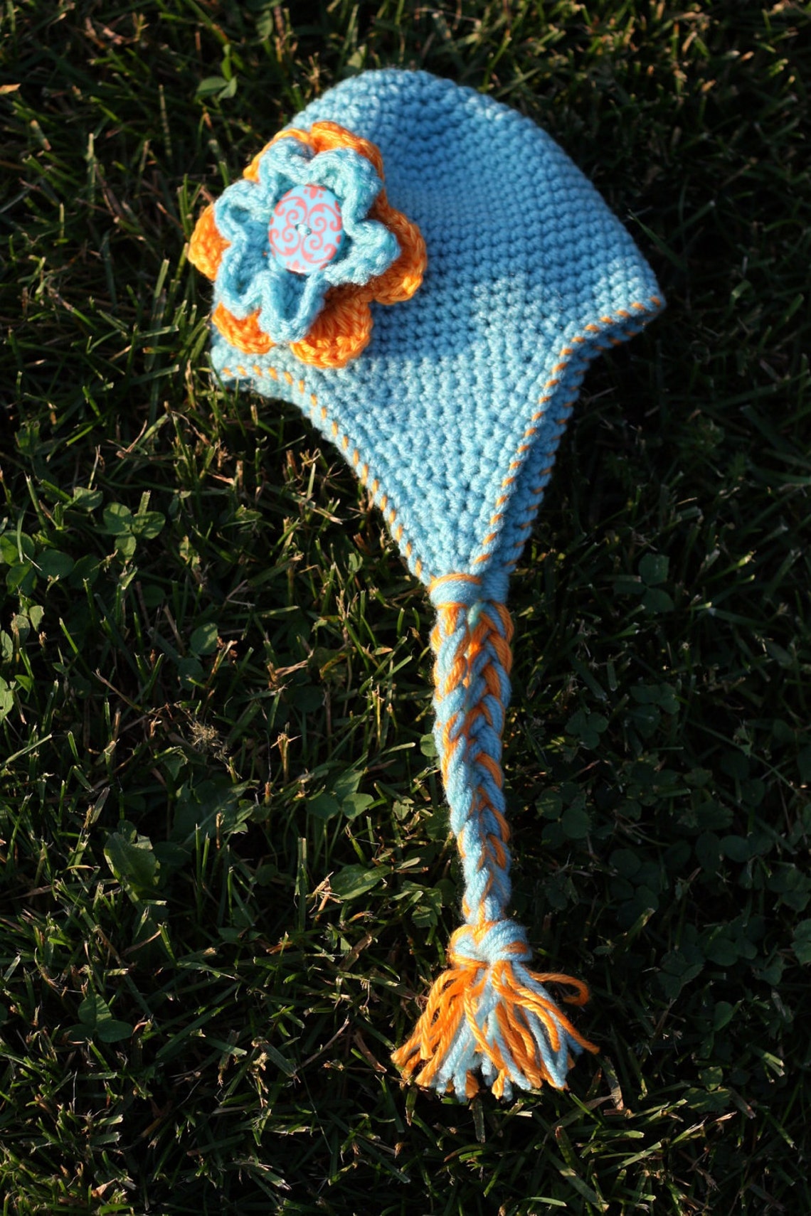 Pattern for a Crochet Little Blue Earflap Hat for Baby, Infant and ...