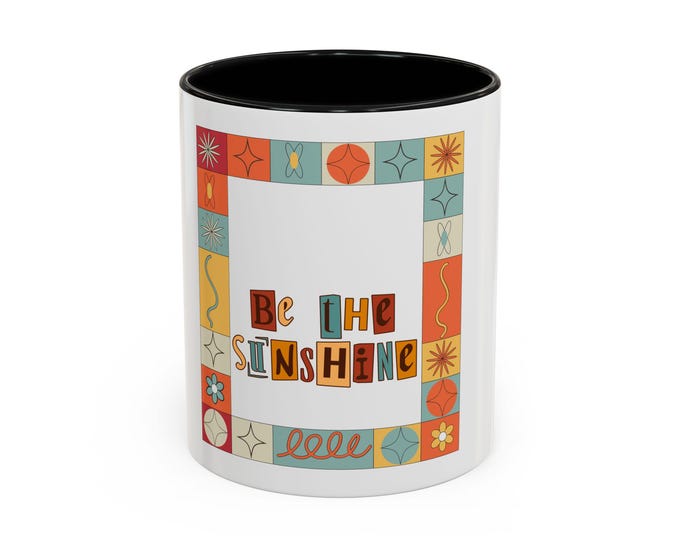 PAPABe the Sunshine Coffee Mug | Colorful Vintage-Inspired Ceramic Cup | Gift for Friends, Home Decor, Coffee Lovers, Birthdays, Warm Wishes
