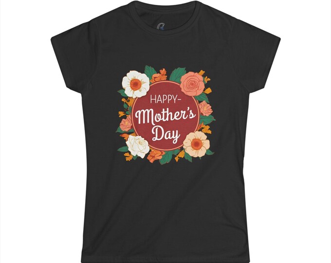 Mother's Day Floral Tee, Gift for Moms, Women's Softstyle Tee, Spring Apparel, Cute Graphic Top, Casual Outfit