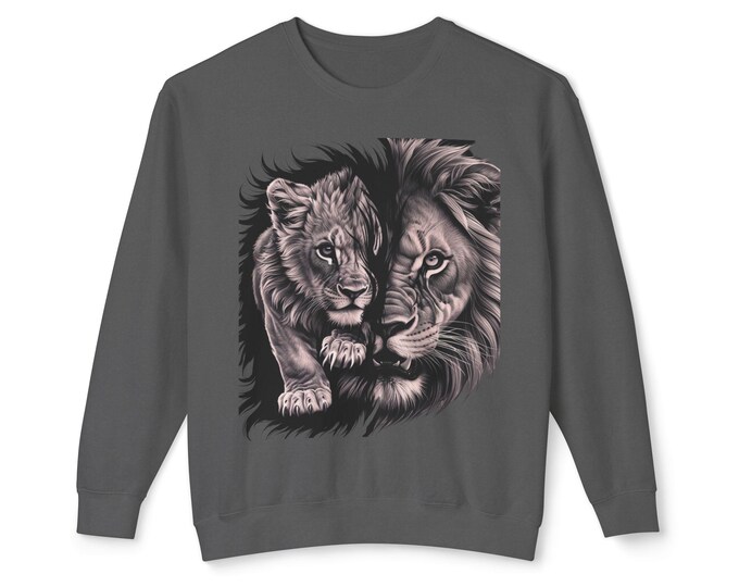 Lion Love Unisex Crewneck Sweatshirt, Cozy Animal Sweatshirt, Gift for Animal Lovers, Wildlife Sweatshirt, Perfect for Fall