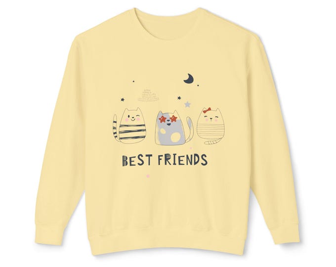 Cute Cat Best Friends Sweatshirt, Cozy Unisex Crewneck, Gift for Cat Lovers, Pet Owner Apparel, Friendship Gift
