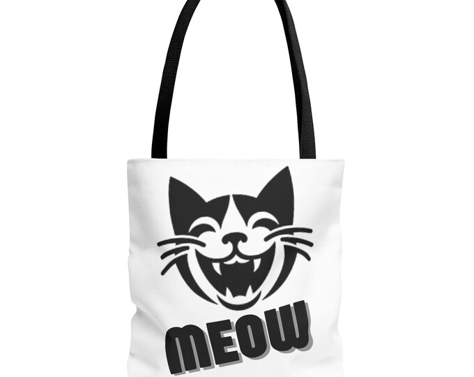 PAPAFunny Cat Tote Bag, Ideal for Cat Lovers, MEOW Design, Great for Grocery Shopping, Gift for Pet Owners, Cute and Functional