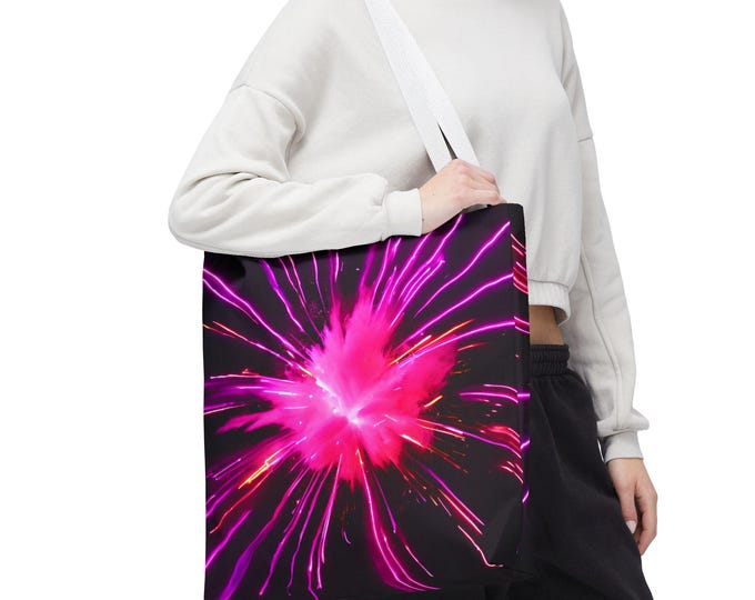 PAPAVibrant Fireworks Tote Bag, Colorful Shopping Bag, Festival Accessory, Summer Outing Tote, Gift for Celebration Lovers, Party Decor