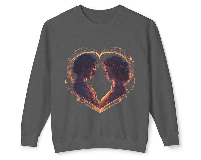Romantic Graphic Sweatshirt, Cozy Couples Gift, Anniversary Present, Valentine's Day Apparel, Heart Design, Unisex Crewneck