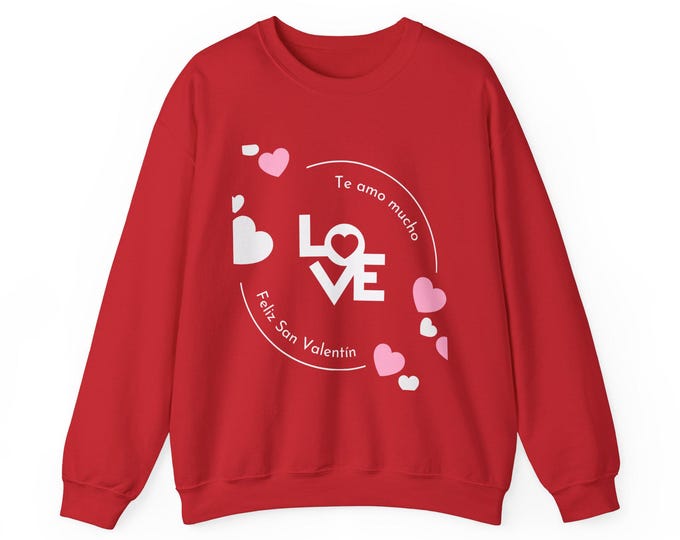 PAPACharming Heart Print Unisex Sweatshirt, Cozy Gift for Couples, Valentine's Day, Casual Wear, Heart Sweater for Her & Him