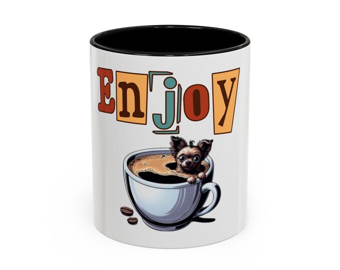 PAPACute Chihuahua Coffee Mug | Enjoy Your Coffee | Pet Lover Gift, Dog Owner Mug, Animal Lover, Funny Mug, Home Decor