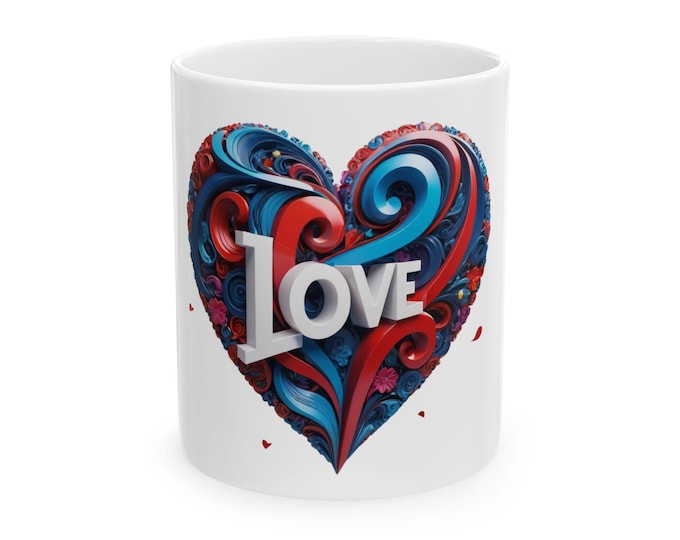 Romantic Heart Floral Mug