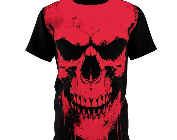 PAPAGritty Skull Graphic Tee, Edgy T-Shirt, Unisex Streetwear, Alternative Fashion, Halloween Costume, Unique Gift