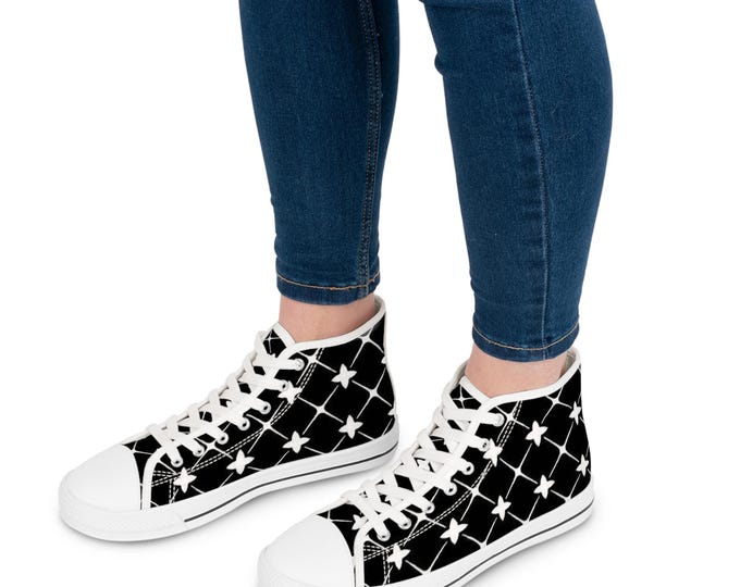 PAPAChic Star Pattern High Top Sneakers for Women, Perfect for Casual Outings, Gift for Her, Trendy Footwear, Stylish Sneakers