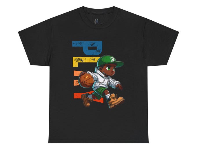Youthful Basketball Vibes Unisex Heavy Cotton Tee, Perfect for Sports Lovers, Kids and Teens, Birthday Present, Casual Wear