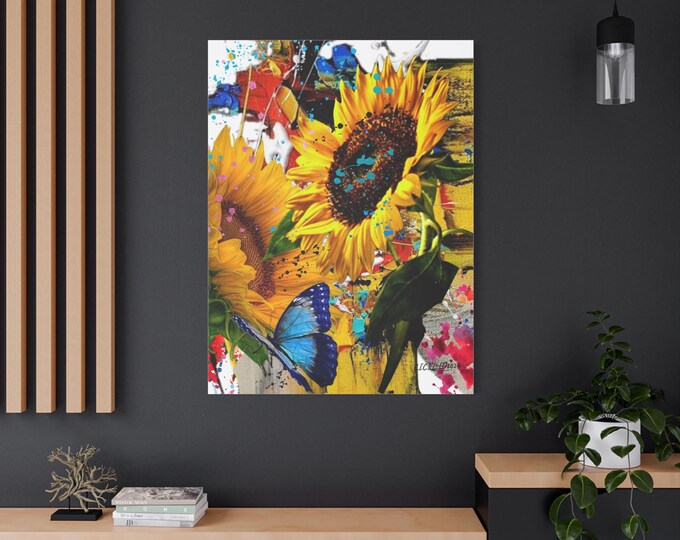 PAPAFloral Art Canvas Print, Vibrant Wall Decor, Modern Home Art, Nature-Inspired Gift, Spring Decor, Living Room Wall Art