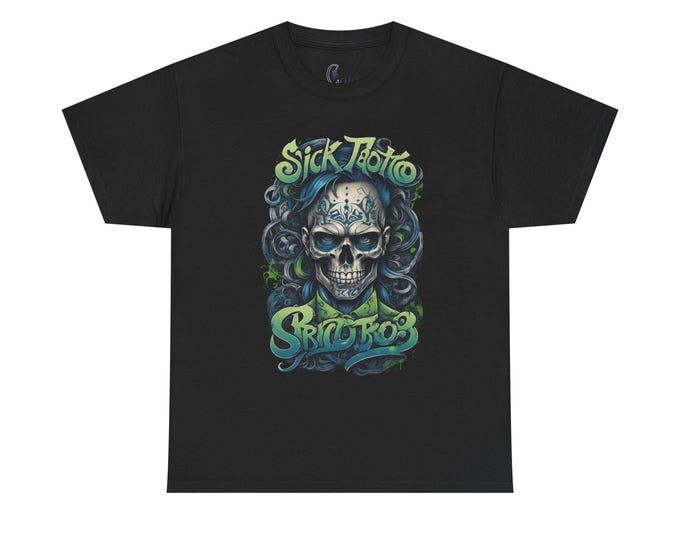 PAPASkull Tattoo Graphic Tee, Unisex Heavy Cotton Shirt for Music Lovers, Festivals, Casual Outfits, Edgy Summer Style, Gift for Her/Him