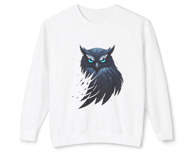 Mystical Owl Sweatshirt, Unisex Crewneck, Lightweight Casual Wear, Gift for Owl Lovers, Nature Enthusiast Apparel, Unique Art Clothing, Cozy