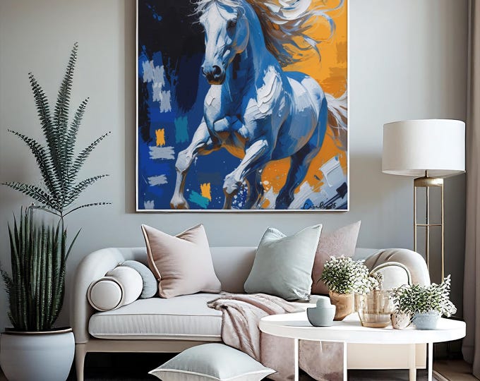 PAPAFramed Horse Artwork | Vibrant Matte Canvas Print | Equine Decor for Horse Lovers | Unique Gift for Animal Enthusiasts, Home Wall Art,