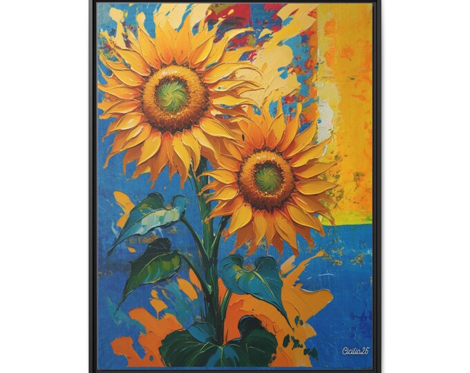 PAPAVibrant Sunflower Canvas Art Print, Colorful Wall Decor, Floral Artwork, Home Decoration, Gift for Nature Lovers