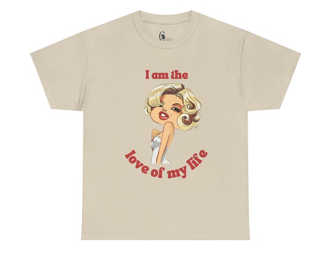 Unisex Heavy Cotton Tee - "I am the love of my life" Graphic Tee, Cute Gift for Her, Romantic Casual Wear, Valentine's Day Gift, [...]