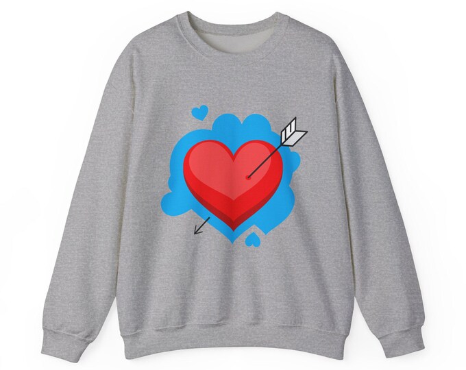 Love Struck Heart Sweatshirt | Cozy Unisex Crewneck for Valentine's Day, Cute Gift for Him or Her, Casual Everyday Wear, Match with Friends