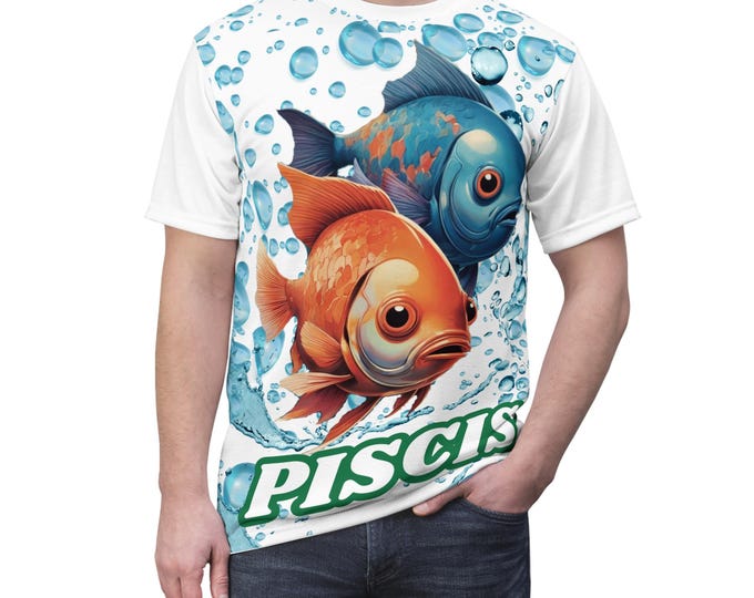 PAPAPisces Goldfish Tee for Astrology Lovers, Cute Fish T-Shirt, Zodiac Gift for Birthday, Ocean Theme Top, Pisces Apparel