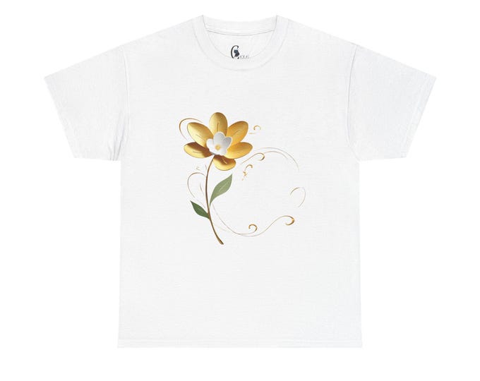 Floral Design Unisex Heavy Cotton Tee, Comfortable Casual Shirt, Nature-Inspired Apparel, Perfect for Spring, Gift for Friends