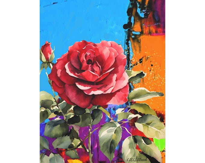 PAPAVibrant Floral Canvas Art, Colorful Rose Wall Decor, Modern Home Decoration, Artistic Gift for Her, Birthday, Anniversary.