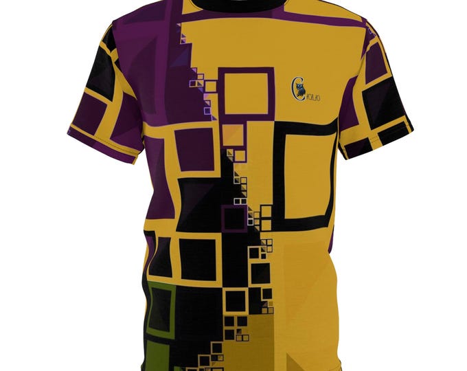 Geometric Pattern Unisex Cut & Sew Tee, Vibrant Short Sleeve Shirt, Unique Casual Wear, Gift for Art Lovers, Summer Fashion, Street Style