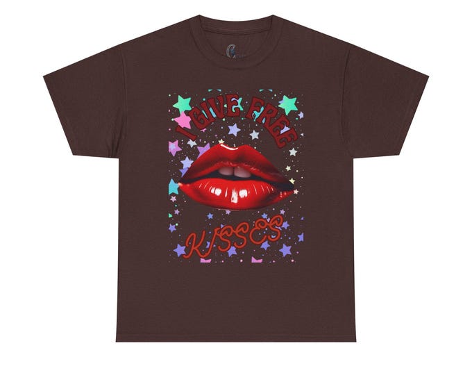 PAPAI Give Free Kisses Unisex Tee, Fun T-Shirt for Party Lovers, Valentine's Day Gift, Cute Casual Wear, Sweetheart Shirt